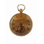 An 18ct gold cased wrist watch (Whytock of Dundee)open faced, key wind, gilt dial, Roman numerals,