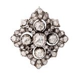 A late 19th century diamond set broochof stylized foliate design, set throughout with old round