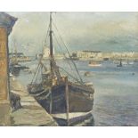 § RONALD OSSORY DUNLOP (IRISH 1894-1973)BY THE HARBOUR QUAYSigned, oil on canvas63cm x 76cm (25in