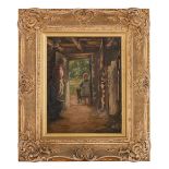 TOM MCEWAN R.S.W. (SCOTTISH 1846-1914)IN THE DOORWAYSigned, oil on canvas44cm x 34cm (17.5in x 13.