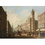 ATTRIBUTED TO WILLIAM GAWIN HERDMAN (BRITISH 1805-1882)PANORAMIC VIEW OF THE TRONGATE GLASGOWOil