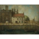 § ANDREW LAW (SCOTTISH 1873-1967)HARBOUR AT ST ANDREWSSigned, oil on board34cm x 44cm (13.5in x 17.