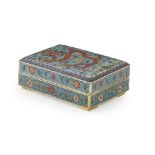 RECTANGULAR CLOISONNÉ BOX AND COVERQING DYNASTY, 19TH CENTURYthe cover decorated with a writhing