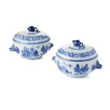PAIR OF EXPORT BLUE AND WHITE ‘BURGHLEY HOUSE’ TUREENS AND COVERSQIANLONG PERIOD, CIRCA 1745of