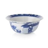 BLUE AND WHITE 'KLAPMUTS' BOWLKANGXI MARK AND OF THE PERIODdecorated to the exterior with figures