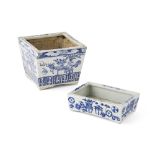 TWO BLUE AND WHITE 'HUNDRED ANTIQUES' JARDINIÈRESQING DYNASTY, 19TH CENTURYone of rectangular, the