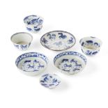 COLLECTION OF BLUE AND WHITE EXPORT PORCELIANQING DYNASTY, 19TH CENTURYcomprising; three tea