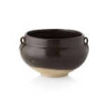 HENAN BROWN-GLAZED POTTERY JARwith twin lug handles, the dark-brown glaze falling short of the