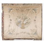 CANTON EMBROIDERED SILK PANELQING DYNASTY, 19TH CENTURYfinely embroidered on a cream ground with a