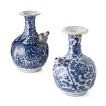 TWO BLUE AND WHITE KENDIKANGXI PERIODboth of globular form with flared rim, one with a decoration of