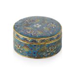 CLOISONNÉ ENAMEL 'LOTUS' CIRCULAR BOX AND COVERQING DYNASTY, 18TH/19TH CENTURYthe box enamelled in