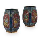 PAIR OF CLOISONNÉ ENAMEL VASESQING DYNASTY, 19TH CENTURYof rectangular form with rounded sides, each
