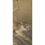 HWANG JEONG HA, KOREAN (1887-1952)TIGER, 20TH CENTURYink and colour on silk, depicting the animal