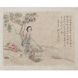 ATTRIBUTED TO QIAN HUI'AN (1833-1911)FOUR ALBUM LEAVES OF BEAUTIESink and colour on paper, inscribed