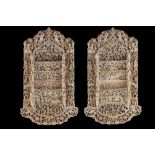 PAIR OF CANTONESE CARVED IVORY LETTER RACKSQING DYNASTY, 19TH CENTURYeach finely carved with a