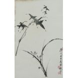 GU QINGYAO (1896-1978)BAMBOO AND ORCHIDink on paper, signed and with three seals of the artist,