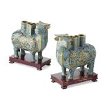PAIR OF CLOISONNÉ ENAMEL BUFFALO-FORM VESSELSQING DYNASTY, 19TH CENTURYthe two animals realistically