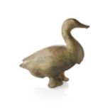 POTTERY MODEL OF A DUCKPOSSIBLY HAN DYNASTYthe animal modelled standing and looking straight