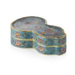 CLOISONNÉ ENAMEL DOUBLE-GOURD-SHAPED BOX AND COVERQING DYNASTY, 18TH CENTURYthe top decorated with a