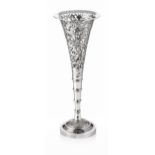 SILVER VASE FRAMEWANG HING, 19TH CENTURYthe vase frame of flared form, everted lip, the