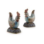 PAIR OF CLOISONNÉ ENAMEL MODELS OF COCKRELSQING DYNASTY, 19TH CENTURYmodelled crouching on a rocky