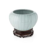 GE-TYPE CRACKLE-GLAZED ALMS BOWLQING DYNASTY, 19TH CENTURYof globular form, the tapering sides
