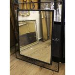 A contemporary metal framed oblong wall mirror, 98cm x 82cm