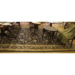 A blue ground Kashmir all over floral design drawing room carpet, 380cm x 280cm