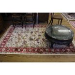 An ivory ground Kashmir red border drawing room rug, 240cm x 160cm