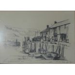 G. H. Seward, pencil sketch THE COB, LYME REGIS Framed and mounted, 18cm x 24cm