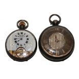 Two pocket watches, a hebdomas, as found, and a silver fusee, (chain broken)