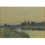 Robert Winter Frazer, (exhibited 1880-1904),  A QUIET BACKWATER signed with monogram, framed and