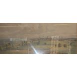 Unsigned, a large panoramic landscape print illustrating county pursuits with cityscape in the