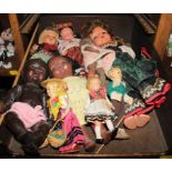 Nine national costume souvenir dolls