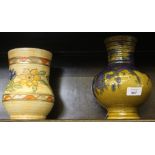 A pottery vase by Crown Ducal with Charlotte Rhead signature to base, as found, together with