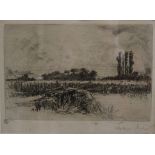 After Seymour Hayden, small framed print depicting a jetty by water, framed and mounted, 18cm x 24cm