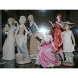 A Coalport figurine of 'Marlena Pontefract Princess', three Nao figurines of ladies and two