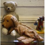 An English straw-filled plush Teddy Bear and a hound nightdress case