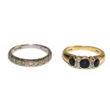 A sapphire and diamond ring and a white gold diamond half eternity (2)