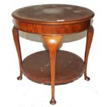 A 19th century style circular mahogany occasional table with under tier, raised on cabriole, 56H x