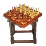 A Kasperov chess board with full set of chess pieces