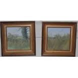 Peter Jay, pair of signed acrylic paintings GEESE OVER ARUNDEL and A COUNTRY HEDGEROW 1982, framed