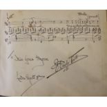 Sir Paulo Tosti, (1846 - 1916), unframed, handwritten fragment of music from 'Ideale' score 'To Miss