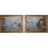 Burnett, a pair of oil on canvas,  PARIS STREET SCENES in ornate gilt frames, 30cm x 40cm  £40-60