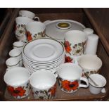A selection of Meakin part-tea service in the 'Poppy' range, to include cups, saucers, tureens,