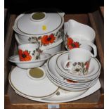 An assortment of Meakin studio 'Poppy' range part service, to include cups, saucers, bowls, tureens,