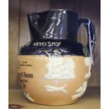 A Doulton Lambeth stoneware water jug for Dewers Perth whisky with applied decoration  £20-40