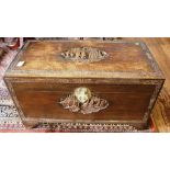 A late 19th century / early 20th century Oriental camphor wood chest or trunk with intricate carving