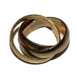 A Le Must de Cartier three colour 18 carat gold ring 6 g