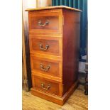 A Georgian-style yew wood cross banded CD holder in the form of a pedestal chest with ebony string